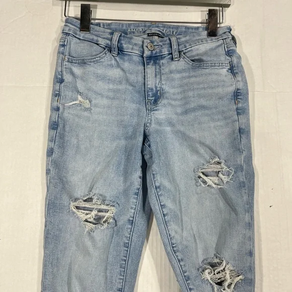 AMERICAN EAGLE DISTRESSED HIGH RISE JEGGIN 8 LONG - Picture 7 of 16